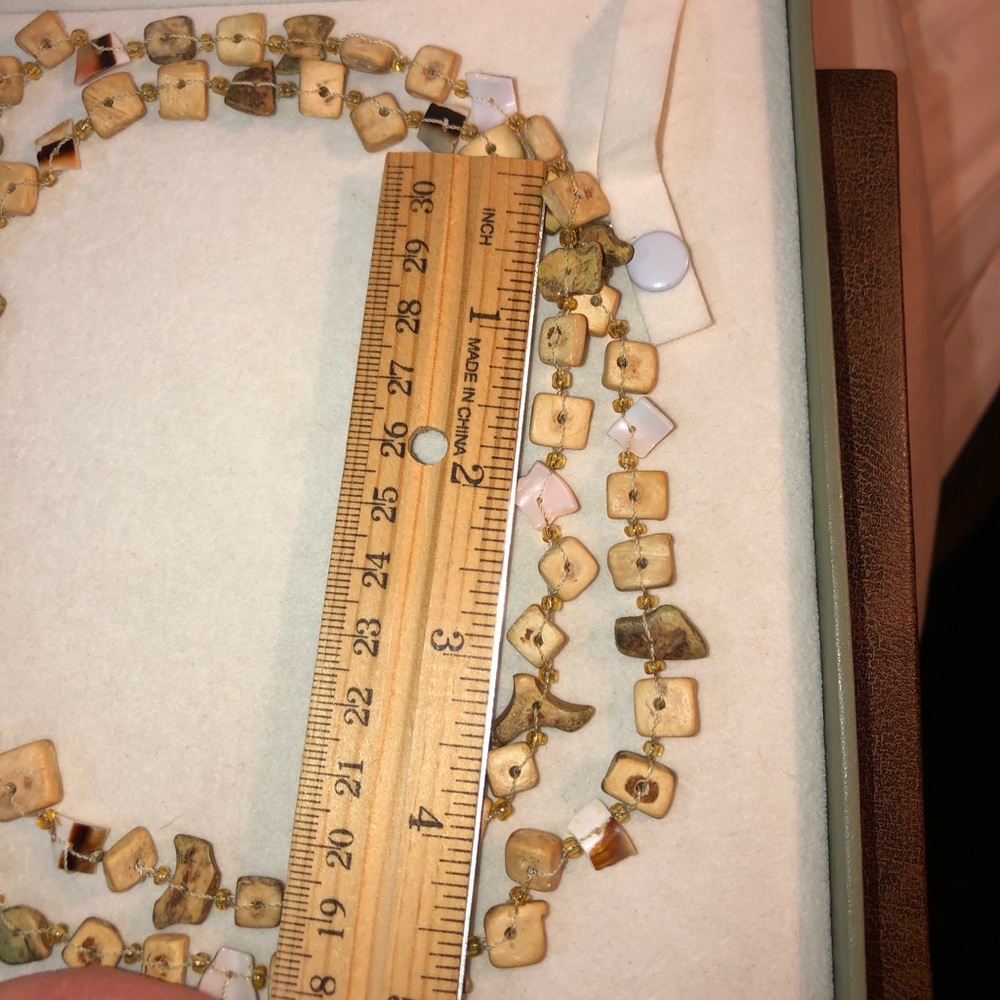 Vintage Driftwood Distressed Wood Beaded Long Strand Necklace MOD Brutalist Edgy - Picture 10 of 11